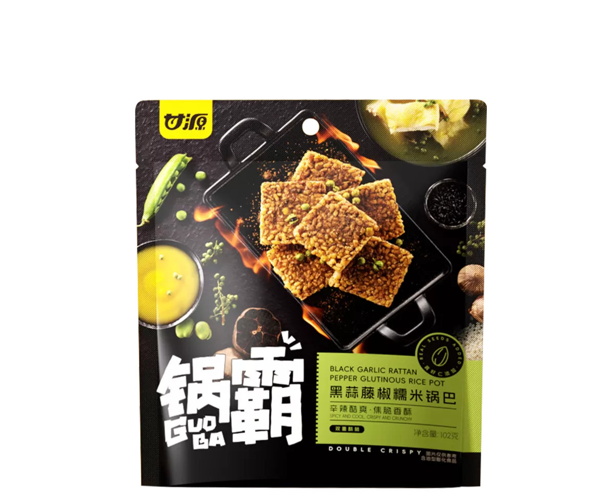 Glutinous Rice Crust Black Garlic & Rattan Pepper Flavor 102G